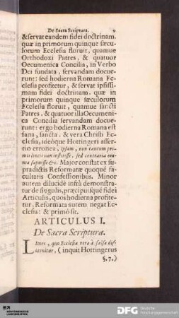 Articulus I. De Sacra Scriptura.