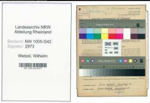 Entnazifizierung Wilhelm Wetzel , geb. 30.07.1901 (Meister)