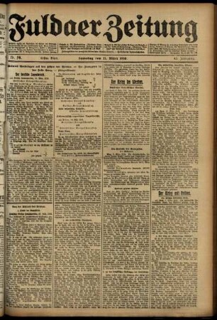 Erste Ausgabe vom Samstag, den 11. März 1916.