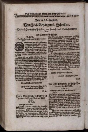 Das XXX. Capitel. Von Leich-Begängnus-Schreiben