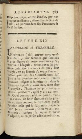 Lettre XIX. Alcibiade a Thrazille. - Lettre XXI. Alcibiade a Thrazylle.