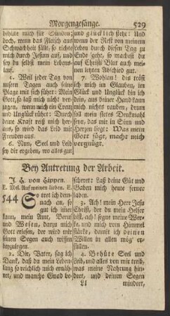 Bey Antretung der Arbeit.