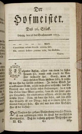 Das 26. Stück. Leipzig, den 26 des Brachmonats 1753.