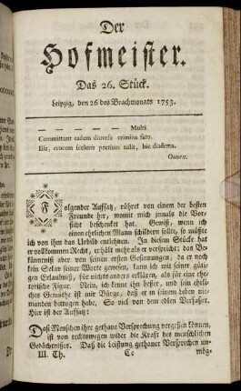 Das 26. Stück. Leipzig, den 26 des Brachmonats 1753.