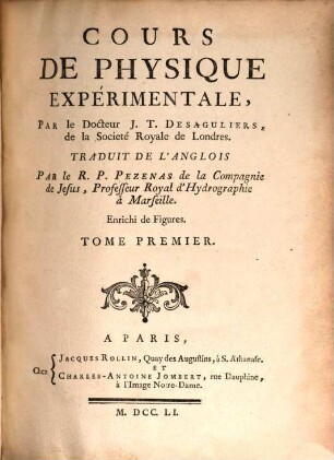 Cours De Physique Expérimentale, 1