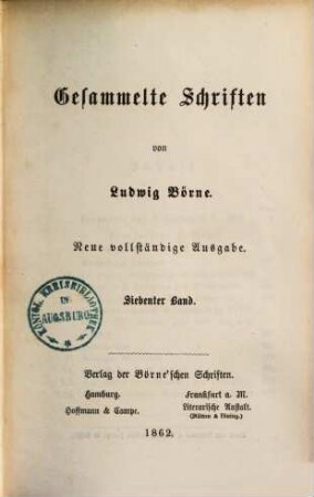 Gesammelte Schriften, 7.. [Fragmente und Aphorismen 1-308. Französische Aufsätze]