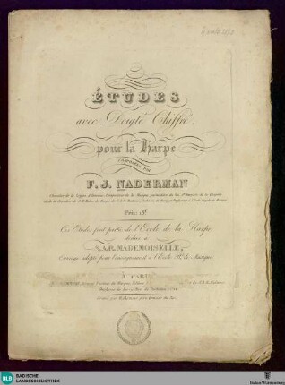 Études avec doigté chiffre pour la harpe