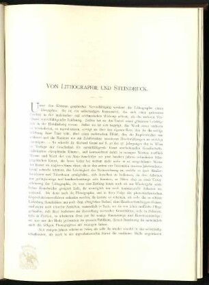 Von Lithographie und Steindruck