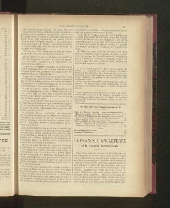 La France, L'Angleterre.