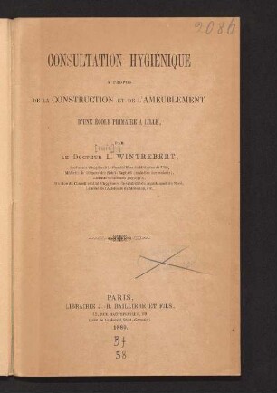 Consultation hygiénique à propos de la construction et de l'ameublement d'une école primaire à Lille