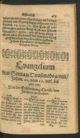Evangelium Am Sontage Quasimodogeniti