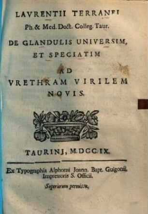 De glandulis universim, et speciatim ad urethram virilem novis