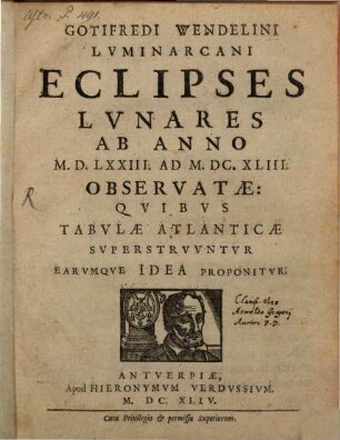 Eclipses lunares ab anno 1573 ad 1643 observatae
