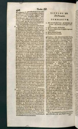 476-503, Titulus XIV. De precariis - Titulus XVII. De emptione & venditione