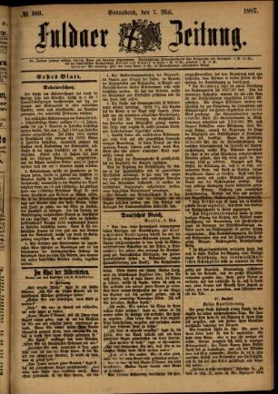 Ausgabe vom Samstag, den 07. Mai 1887.