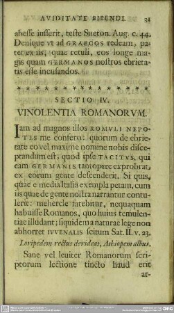 Sectio IV. Vinolentia Romanorum
