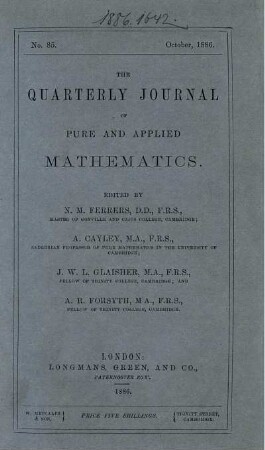 22: The quarterly journal of pure and applied mathematics