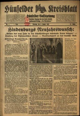 Erste Ausgabe vom Dienstag, den 05. Januar 1932.