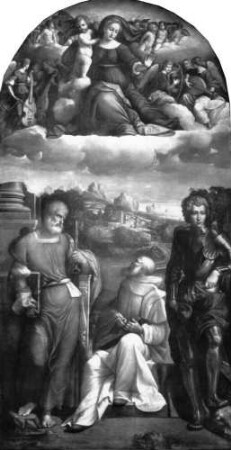 Maria mit dem Kind und den Heiligen Petrus, Bruno und Georg (zwei Fragmente)