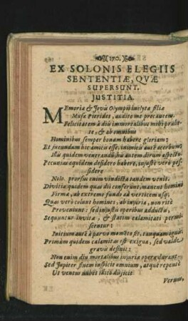 Ex Solonis Elegiis Sententiae, Quae Supersunt.
