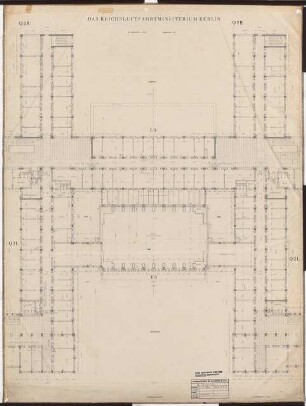 Reichsluftfahrtministerium, Berlin: Teilgrundriss L3/Q2/Q3 1:100 (4. OG)