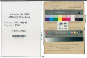 Entnazifizierung Anton Hahn , geb. 11.12.1884 (Vermessungsbeamter)