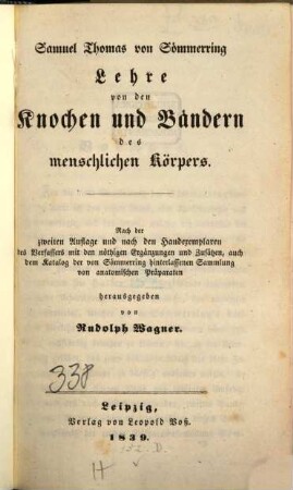 Lehre von den Knochen und Bändern des menschlichen Körpers
