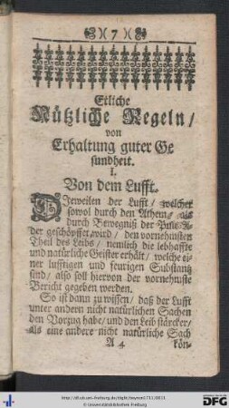 Etliche Nützliche Regeln von Erhaltung guter Gesundheit.