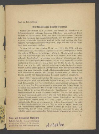 Die Renaissance des Liberalismus