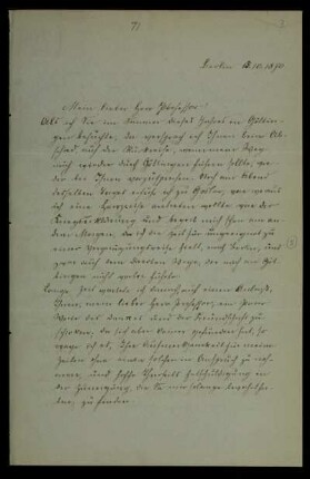 Nr. 3: Brief von Carl Posner an Paul de Lagarde, Berlin, 15.10.1870