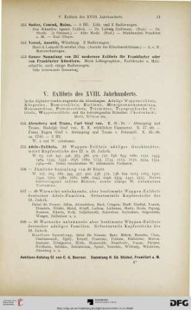 V. Exlibris des XVIII. Jahrhunderts (Nr. 554-850)