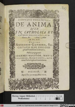 Disputatio Philosophica De Anima