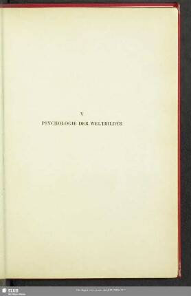 V. Psychologie Der Weltbilder