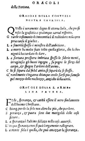 Oracoli Della Contessa Nostra Cavriola.