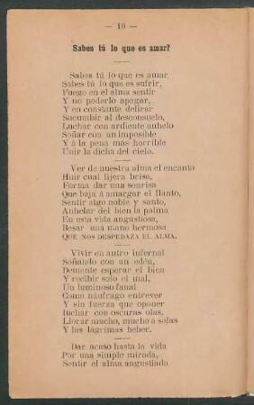 Sabes tú lo que es amar?