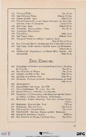 Zinn, Eisen etc. (Nr. 465-491)