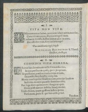 I. Vita Non Vita.