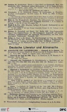 Deutsche Literatur und Almanache (Nr. 215-410)