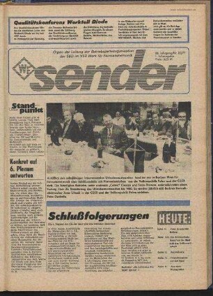 Betriebszeitung 'WF-Sender', Nr.23/1977 (1. Juliausgabe 1977)