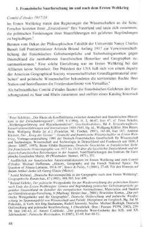 1. Französische Saarforschung im und nach dem Ersten Weltkrieg