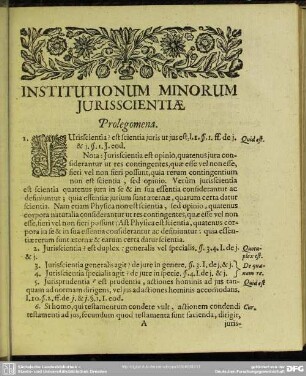Institutionum Minorum Jurisscientiae Prolegomena