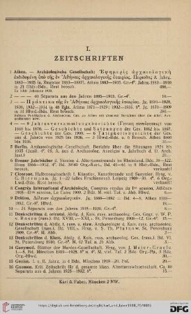 I. Zeitschriften (Nr.1-49)