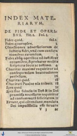 Index Materiarum