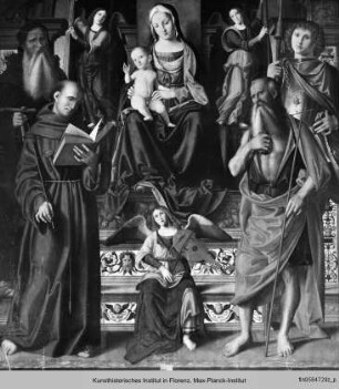 Thronende Madonna mit Heiligen und Engeln
