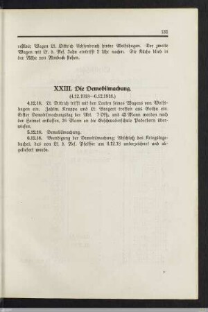 XXIII. Die Demobilmachung