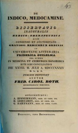 De indico, medicamine : diss. inaug. med. therap.