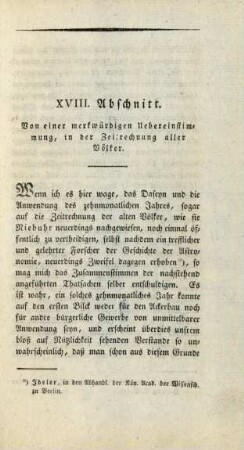 XVIII. Abschnitt. Von einer merkwürdigen Uebereinstimmung, in der Zeitrechnung aller Völker