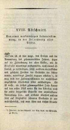 XVIII. Abschnitt. Von einer merkwürdigen Uebereinstimmung, in der Zeitrechnung aller Völker