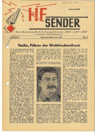 Betriebszeitung HF-Sender vom November/ Dezember1950