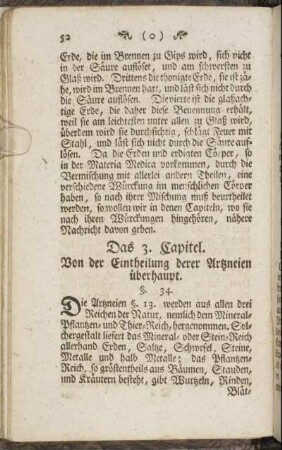 Das 3. Capitel. Von der Eintheilung derer Artzneien überhaupt.
